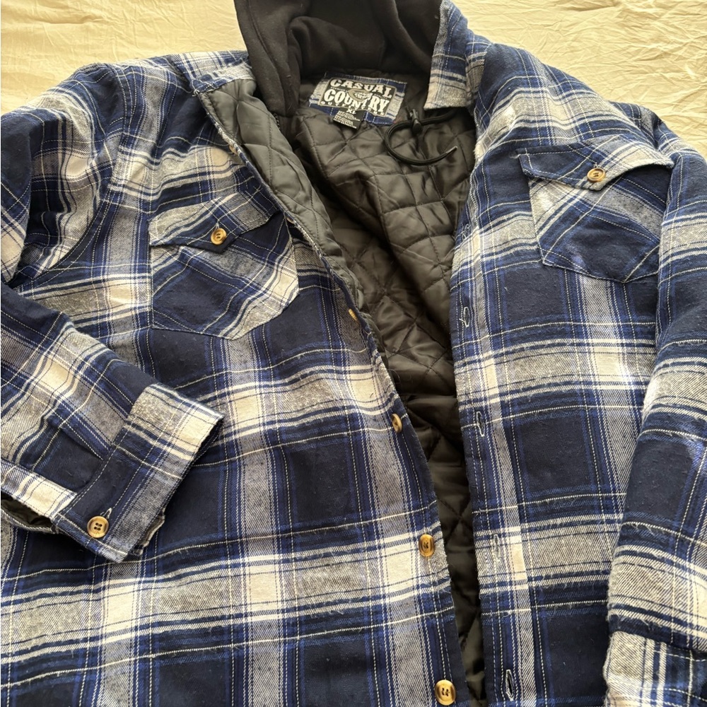 Blue Plaid Men's Shirt Jacket